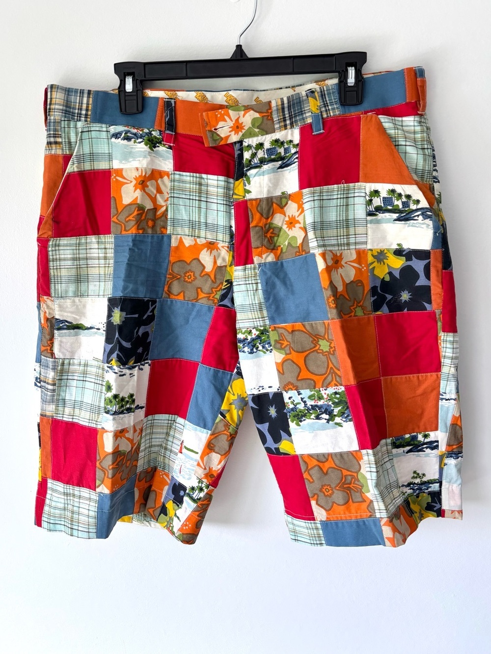 Vintage Loudmouth Golf Patchwork Bermuda Shorts Colorful Tropical Beach Floral